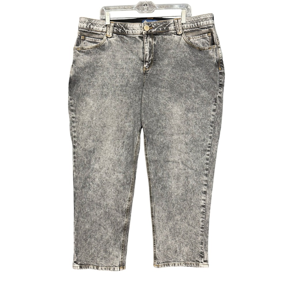 Democracy Jeans‎ Womens 18W Grey Acid Wash Ab Solution Straight Leg WFO8306J1